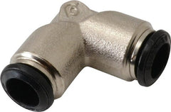 Alpha Technologies - 8mm Outside Diam, Nickel Plated Brass Push-to-Connect Tube Union Elbow - 250 Max psi, Tube to Tube Connection, Buna O-Ring - Exact Tooling