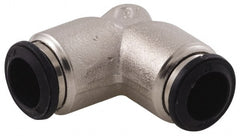 Alpha Technologies - 3mm Outside Diam, Nickel Plated Brass Push-to-Connect Tube Union Elbow - 250 Max psi, Tube to Tube Connection, Buna O-Ring - Exact Tooling