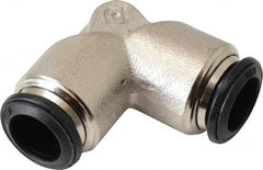 Alpha Technologies - 10mm Outside Diam, Nickel Plated Brass Push-to-Connect Tube Union Elbow - 250 Max psi, Tube to Tube Connection, Buna O-Ring - Exact Tooling