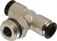 Alpha Technologies - 10mm Outside Diam, 1/2 Universal, Nickel Plated Brass Push-to-Connect Tube Male Swivel Branch Tee - 250 Max psi, Tube to Universal Thread Connection, Buna O-Ring - Exact Tooling