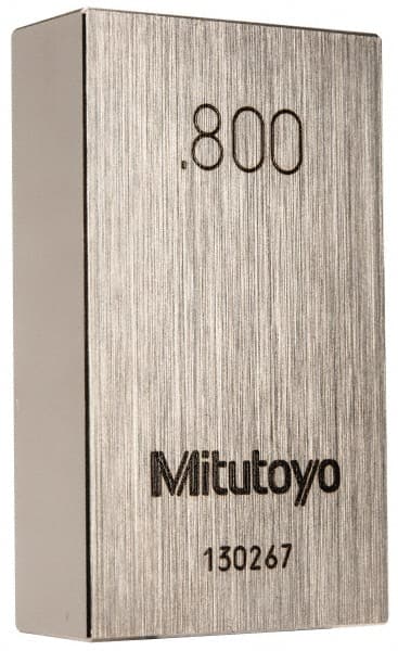 Mitutoyo - 0.8" Rectangular Steel Gage Block - Accuracy Grade 0, Includes Certificate of Inspection - Exact Tooling