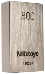Mitutoyo - 0.8" Rectangular Steel Gage Block - Accuracy Grade 0, Includes Certificate of Inspection - Exact Tooling