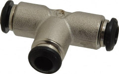 Alpha Technologies - 6mm Outside Diam, Nickel Plated Brass Push-to-Connect Tube Union Tee - 250 Max psi, Tube to Tube Connection, Buna O-Ring - Exact Tooling