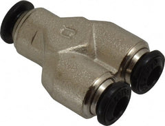 Alpha Technologies - 4mm Outside Diam, Nickel Plated Brass Push-to-Connect Tube Union Y - 250 Max psi, Tube to Tube Connection, Buna O-Ring - Exact Tooling