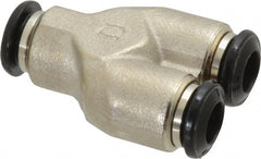 Alpha Technologies - 6mm Outside Diam, Nickel Plated Brass Push-to-Connect Tube Union Y - 250 Max psi, Tube to Tube Connection, Buna O-Ring - Exact Tooling