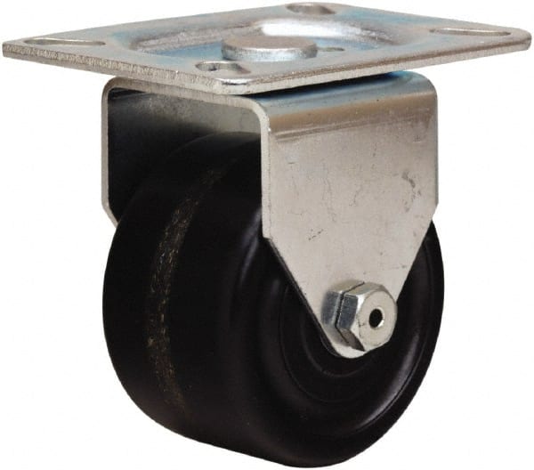 Hamilton - 3" Diam x 1-3/4" Wide x 4" OAH Top Plate Mount Rigid Caster - Phenolic, 400 Lb Capacity, Straight Roller Bearing, 3-1/8 x 4-1/8" Plate - Exact Tooling