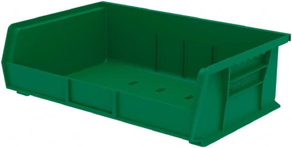 Akro-Mils - 60 Lb. Load Capacity, 10-7/8" Deep, Green Polymer Hopper Stacking Bin - 5" High x 16-1/2" Wide x 10-7/8" Long - Exact Tooling