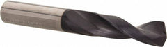 Accupro - 1/2" 140° Solid Carbide Jobber Drill - AlTiN Finish, Right Hand Cut, Spiral Flute, Straight Shank, 4" OAL, Notched Point - Exact Tooling