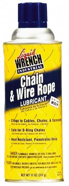 Liquid Wrench - 11 oz Aerosol General Purpose Chain & Cable Lubricant - Clear Bright Yellow, -20 to 650°F - Exact Tooling