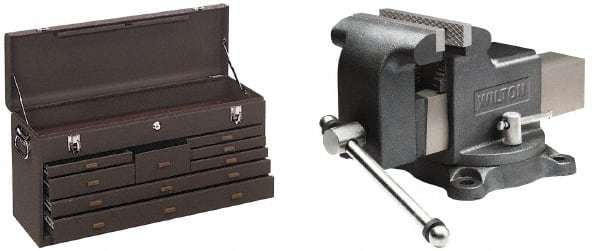 Kennedy - 1 Compartment 8 Drawer Tool Chest - 26-3/4" Wide x 8-1/2" Deep x 13-5/8" High, Steel, Brown - Exact Tooling