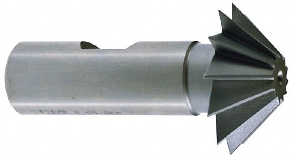 Keo - 1-1/2" Diam x 5/8" Width of Cut, 60° Included Angle, Shank Connection, High Speed Steel Single Angle Cutter - 3/4" Shank Diam, 2-3/4" Overall Length, Right Hand Cut, Uncoated - Exact Tooling