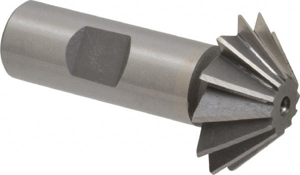Value Collection - 1-1/2" Diam x 1/2" Width of Cut, 45° Included Angle, Shank Connection, Cobalt Single Angle Cutter - 3/4" Shank Diam, 2-3/4" Overall Length, Right Hand Cut, Uncoated - Exact Tooling