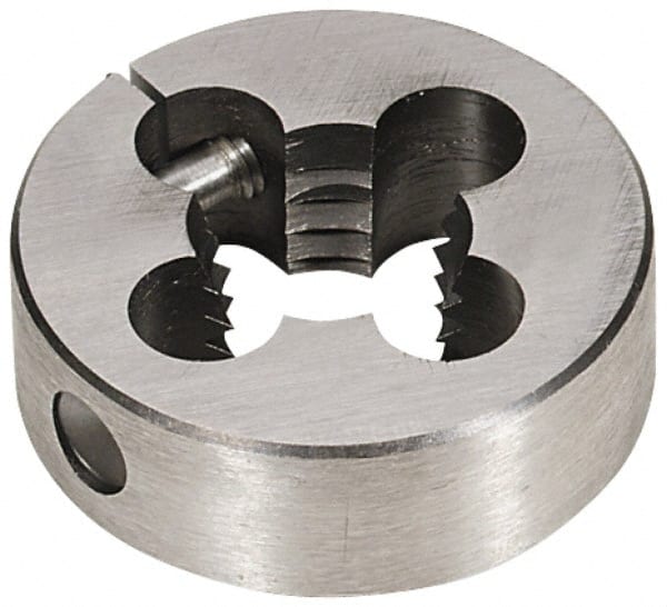 Interstate - 3/4-28 Thread, 1-1/2" Outside Diam High Speed Steel Round Die - Right Hand Thread, Adjustable - Exact Tooling