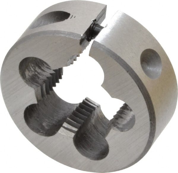 Interstate - 1/2-24 UNS Thread, 1" Outside Diam High Speed Steel Round Die - Right Hand Thread, Adjustable - Exact Tooling