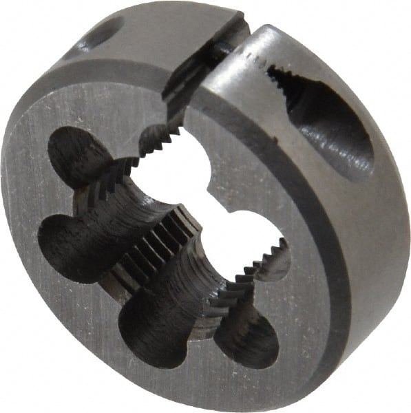 Interstate - 1/2-27 UNS Thread, 1" Outside Diam High Speed Steel Round Die - Right Hand Thread, Adjustable - Exact Tooling