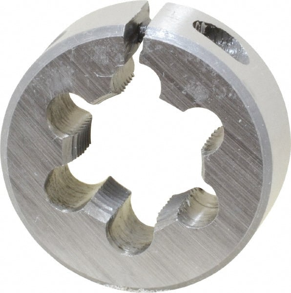 Interstate - 1/2-28 UNEF Thread, 1" Outside Diam High Speed Steel Round Die - Right Hand Thread, Adjustable - Exact Tooling