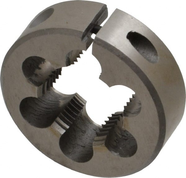 Interstate - 3/4-18 UNS Thread, 1-1/2" Outside Diam High Speed Steel Round Die - Right Hand Thread, Adjustable - Exact Tooling