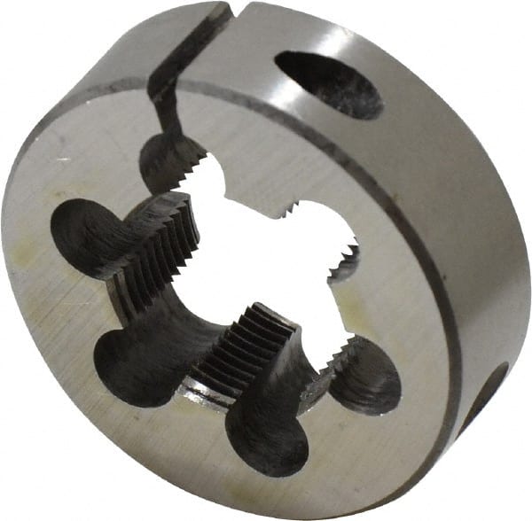 Interstate - 3/4-24 UNS Thread, 1-1/2" Outside Diam High Speed Steel Round Die - Right Hand Thread, Adjustable - Exact Tooling