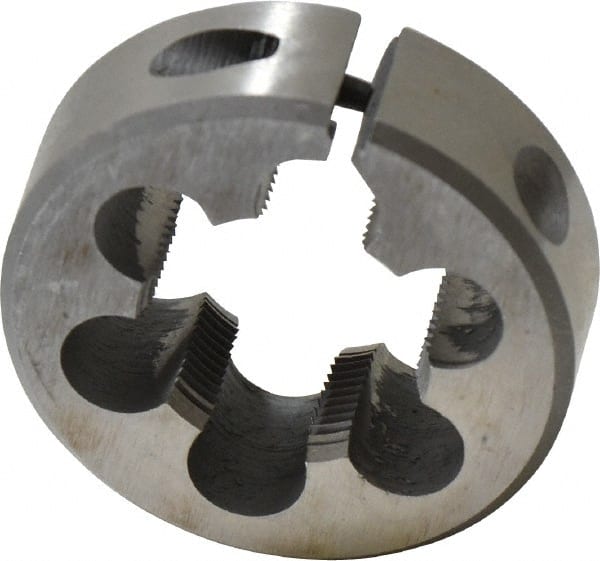 Interstate - 3/4-27 UNS Thread, 1-1/2" Outside Diam High Speed Steel Round Die - Right Hand Thread, Adjustable - Exact Tooling