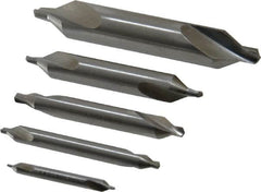 Interstate - 5 Piece, #1 to 5, Plain Edge, Cobalt Combo Drill & Countersink Set - 60° Incl Angle, Double End - Exact Tooling