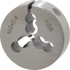 Interstate - M2x0.40 Metric Coarse Thread, 1" Outside Diam High Speed Steel Round Die - Right Hand Thread, Adjustable - Exact Tooling
