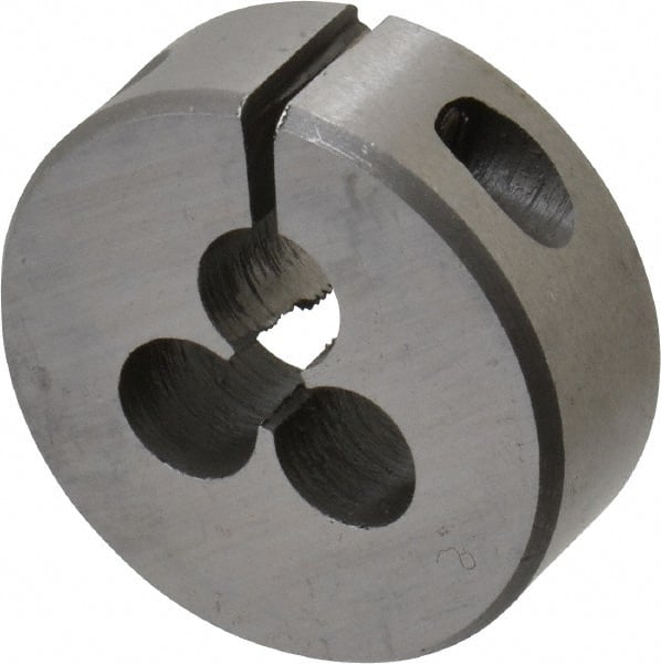 Interstate - M3x0.50 Metric Coarse Thread, 1" Outside Diam High Speed Steel Round Die - Right Hand Thread, Adjustable - Exact Tooling