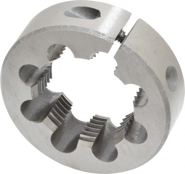 Interstate - M30x2.00 Metric Fine Thread, 2" Outside Diam High Speed Steel Round Die - Right Hand Thread, Adjustable - Exact Tooling