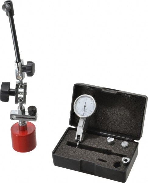 Value Collection - 0.0005" Graduation, 0.03" Max Meas, 0-15-0 Dial Reading, Indicator & Base Kit - 1-1/4" Dial Diam - Exact Tooling