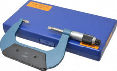 Value Collection - 2" to 3" Mechanical Enamel Coated Blade Micrometer - 0.0001" Graduation, 0.75mm Blade Thickness, Ratchet-Friction Thimble - Exact Tooling
