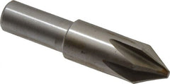 Interstate - 5/8" Head Diam, 1/2" Shank Diam, 6 Flute 60° Cobalt Countersink - Bright Finish, 2-3/4" OAL, Single End, Straight Shank, Right Hand Cut - Exact Tooling