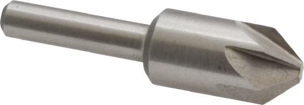 Interstate - 1/2" Head Diam, 1/4" Shank Diam, 6 Flute 82° Cobalt Countersink - Exact Tooling