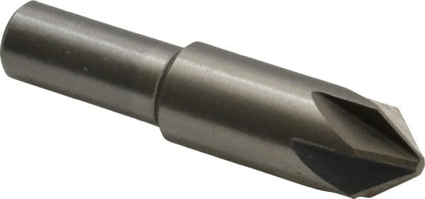 Interstate - 5/8" Head Diam, 1/2" Shank Diam, 6 Flute 82° Cobalt Countersink - Bright Finish, 2-3/4" OAL, Single End, Straight Shank, Right Hand Cut - Exact Tooling