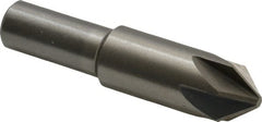 Interstate - 5/8" Head Diam, 1/2" Shank Diam, 6 Flute 82° Cobalt Countersink - Bright Finish, 2-3/4" OAL, Single End, Straight Shank, Right Hand Cut - Exact Tooling