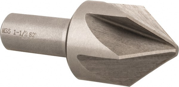 Interstate - 1-1/2" Head Diam, 3/4" Shank Diam, 6 Flute 82° Cobalt Countersink - Exact Tooling