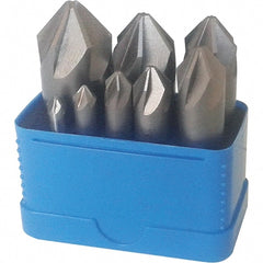 Interstate - 8 Piece, 1/4 to 1" Head Diam, 82° Included Angle, Single End Countersink Set - Exact Tooling