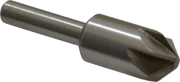 Interstate - 1/2" Head Diam, 1/4" Shank Diam, 6 Flute 90° Cobalt Countersink - Exact Tooling