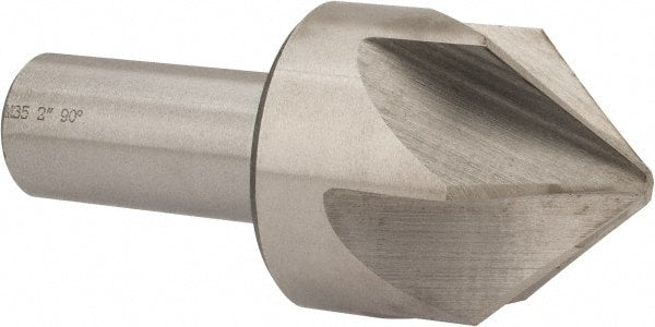 Interstate - 2" Head Diam, 1" Shank Diam, 6 Flute 90° Cobalt Countersink - Exact Tooling