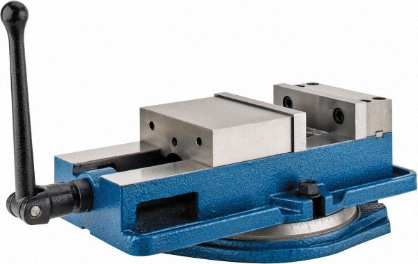 Interstate - 6" Jaw Width, 7-1/2" Jaw Opening Capacity, Horizontal Swivel Machine Vise - Manual Operation, 6,600 Lb Capacity, 1 Station, 16-3/4" Long x 4-3/8" High x 1-1/2" Deep, 1-1/2" Jaw Height - Exact Tooling