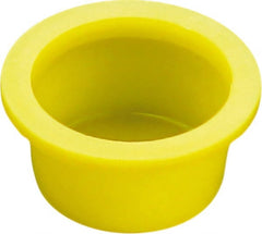 Caplugs - 2.333" ID, Round Head, Tapered Cap/Plug with Flange - 1-1/4" Long, Low-Density Polyethylene, Yellow - Exact Tooling