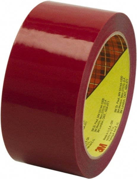 3M - 2" x 55 Yd Red Rubber Adhesive Sealing Tape - Polypropylene Film Backing, 2.5 mil Thick, 60 Lb Tensile Strength, Series 373 - Exact Tooling