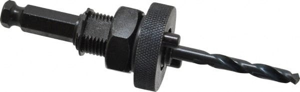 Lenox - 1-1/4 to 6" Tool Diam Compatibility, Straight Shank, Carbon Steel Integral Pilot Drill, Hole Cutting Tool Arbor - 33/64" Min Chuck, Hex Shank Cross Section, Quick-Change Attachment, For Hole Saws 3L - Exact Tooling