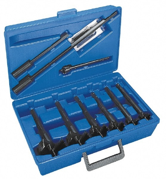 Lenox - 1-1/8 to 2-9/16", Bright Finish, Carbon Steel Auger Drill Bit Set - Exact Tooling