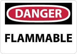 NMC - Danger - Flammable, Rigid Plastic Fire Sign - 14" Wide x 10" High - Exact Tooling