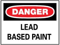 NMC - "Danger - Lead Based Paint", 10" Long x 14" Wide, Pressure-Sensitive Vinyl Safety Sign - Rectangle, 0.004" Thick, Use for Accident Prevention - Exact Tooling