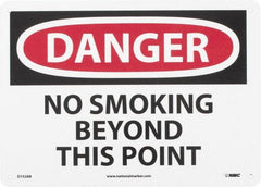 NMC - "Danger - No Smoking Beyond This Point", 10" Long x 14" Wide, Aluminum Safety Sign - Rectangle, 0.04" Thick, Use for Accident Prevention - Exact Tooling