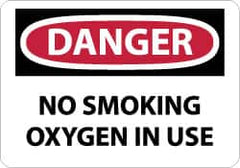 NMC - "Danger - No Smoking - Oxygen in Use", 10" Long x 14" Wide, Rigid Plastic Safety Sign - Rectangle, 0.05" Thick, Use for Accident Prevention - Exact Tooling