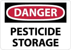 NMC - "Danger - Pesticide Storage", 10" Long x 14" Wide, Rigid Plastic Safety Sign - Rectangle, 0.05" Thick, Use for Hazardous Materials - Exact Tooling