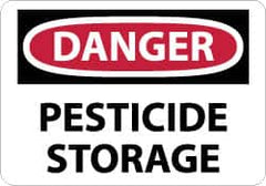 NMC - "Danger - Pesticide Storage", 10" Long x 14" Wide, Rigid Plastic Safety Sign - Rectangle, 0.05" Thick, Use for Hazardous Materials - Exact Tooling