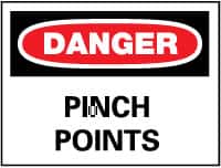 NMC - "Danger - Pinch Points", 10" Long x 14" Wide, Aluminum Safety Sign - Rectangle, 0.04" Thick, Use for Accident Prevention - Exact Tooling