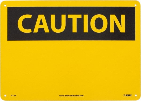 NMC - "Caution - Blank No Legend", 10" Long x 14" Wide, Aluminum Safety Sign - Rectangle, 0.04" Thick, Use for Accident Prevention - Exact Tooling